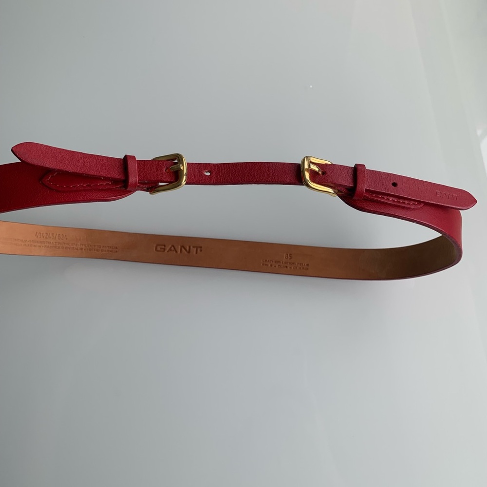 Gant Red Leather Belt with Gold